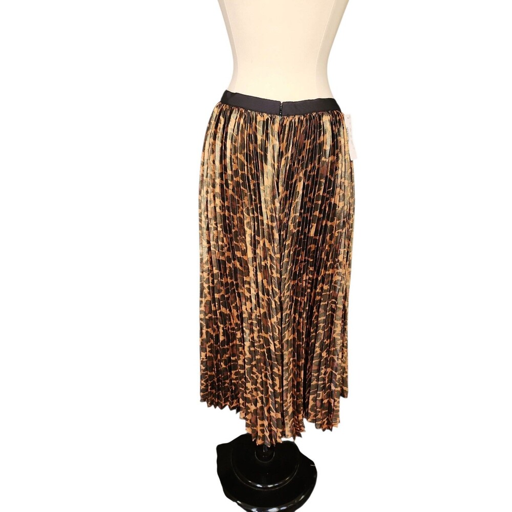 J. Crew Pleated Leopard Midi Skirt Womens 4 Corp Work Paulina Foil Twee Mob Wife - Picture 3 of 8